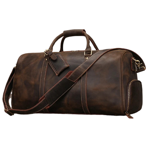 Vintage Leather Travel Duffel Bag