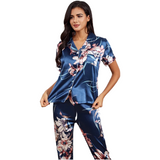 Women‘s Striped Printed Silk Satin Pyjamas