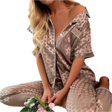 Women‘s Striped Printed Silk Satin Pyjamas
