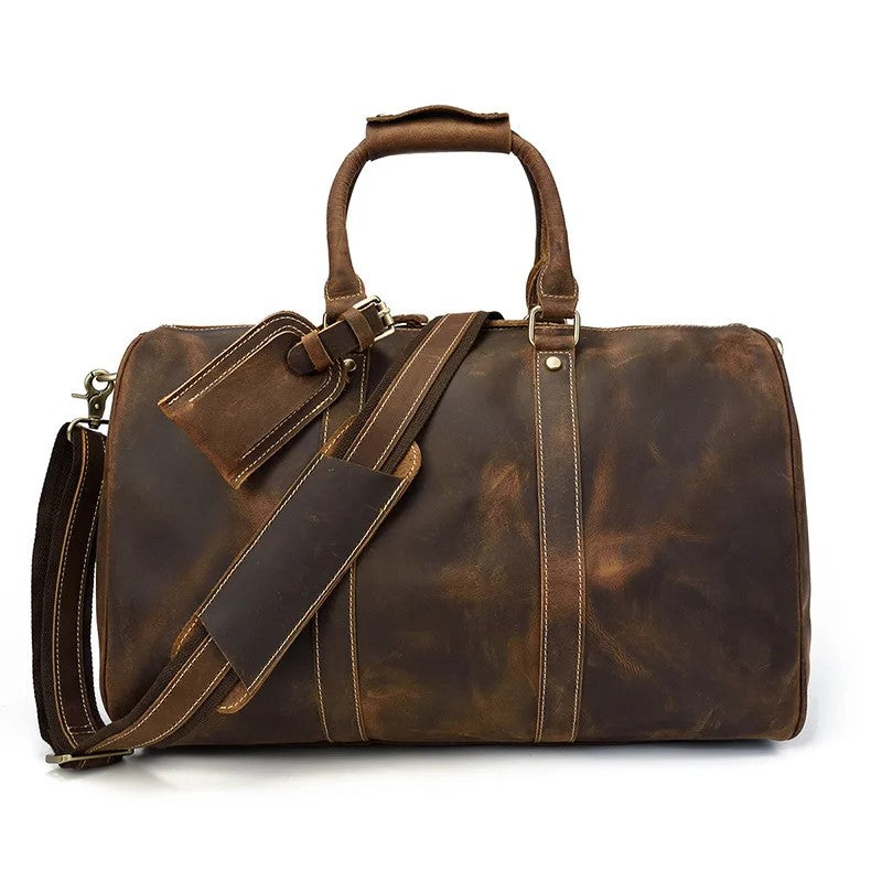 Vintage Leather Travel Duffel Bag