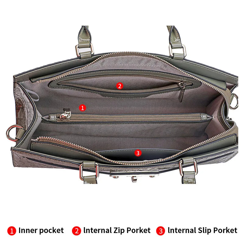 Headlayer Cowhide Crocodile Print Women's Bag