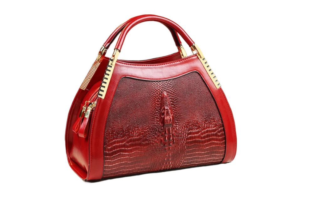 Genuine leather crocodile pattern handbag