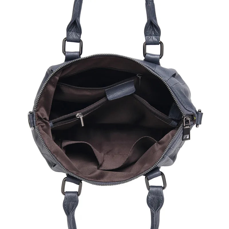 Women's Genuine Leather Handbags Large Casual Totes Luxury Brand Design Purses Lady Shoulder Crossbody Bags Solid Color Hand Bag