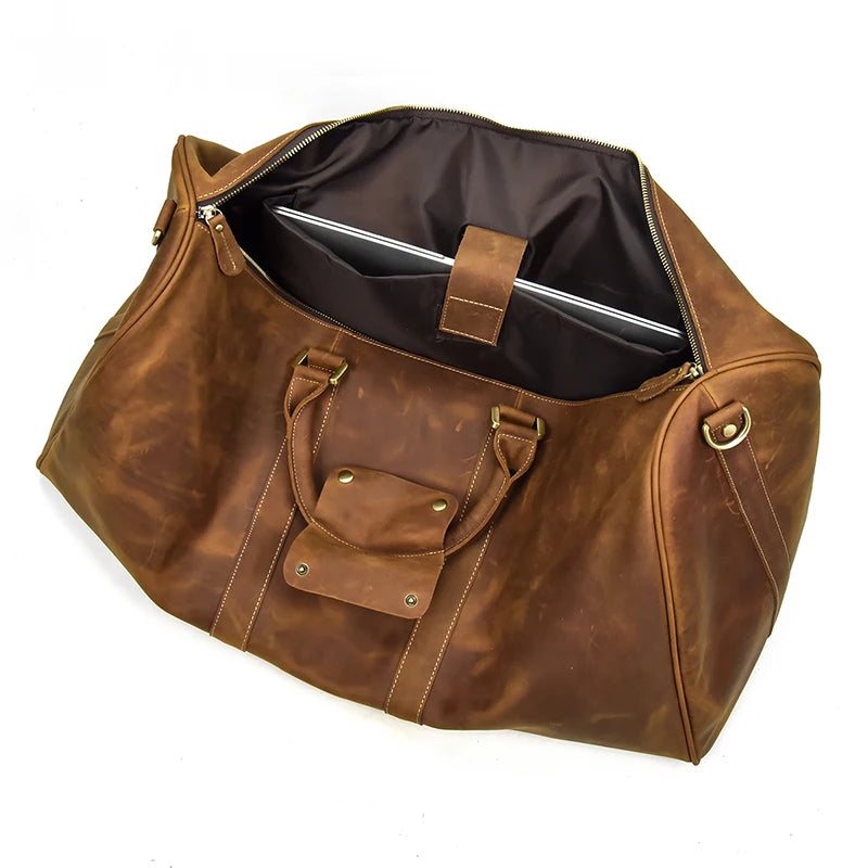 Soft Genuine Leather Travel Duffle Luggage Bag