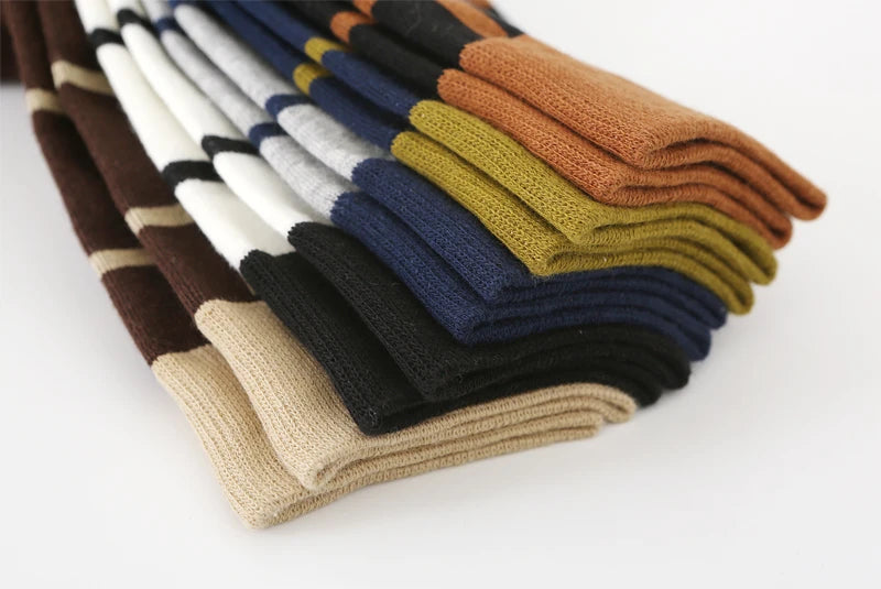 5 Pairs Mens Colourful Grid Casual Combed Cotton Socks