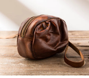 Genuine Leather Coin Purse First Layer Vegetable Tanning Leather Clutch Men And Women Card Holder Driving License Small Wallet