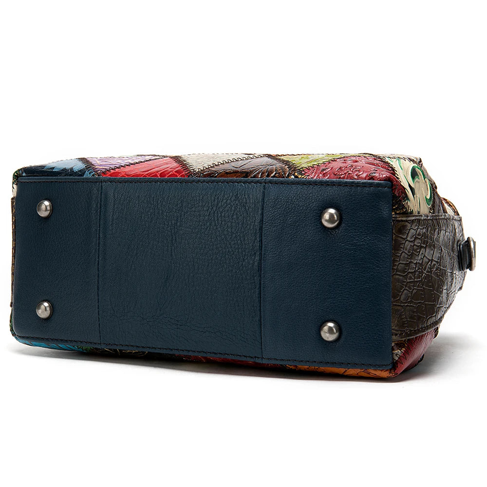 WESTAL Women's Genuine Leather Handbag Large Bag for Women's Shoulder Bags Patchwork Designer Leather Bag Women Totes Bags 203