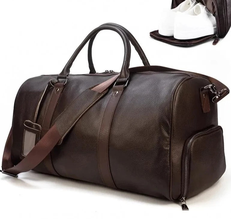 Large Capacity Genuine Soft Leather Travel Bag