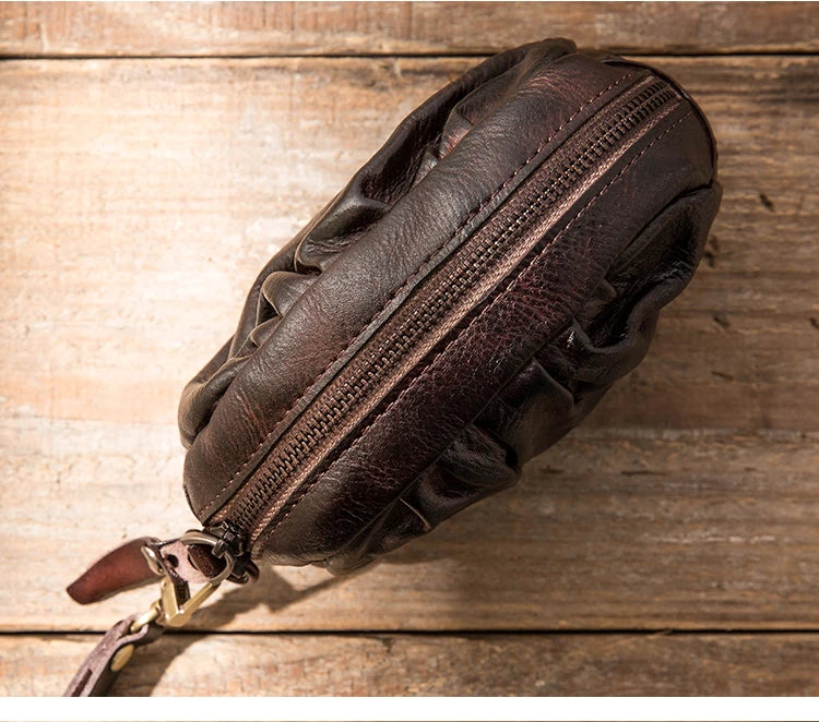 Genuine Leather Coin Purse First Layer Vegetable Tanning Leather Clutch Men And Women Card Holder Driving License Small Wallet