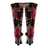 Autumn Winter Distressed Retro Women Riding Boots Three-Dimensional Flower Warmth Women High Heels Knee-High Zipper Boots Shoes
