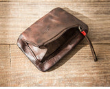 Leather Coin Purse Men's Small Wallet Driving License Card Bag Women's Casual Ultra-thin Zipper Pouch Retro First Layer Leather