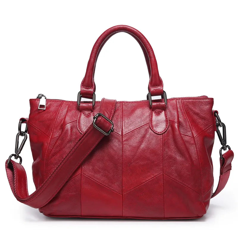 Women's Genuine Leather Handbags Large Casual Totes Luxury Brand Design Purses Lady Shoulder Crossbody Bags Solid Color Hand Bag