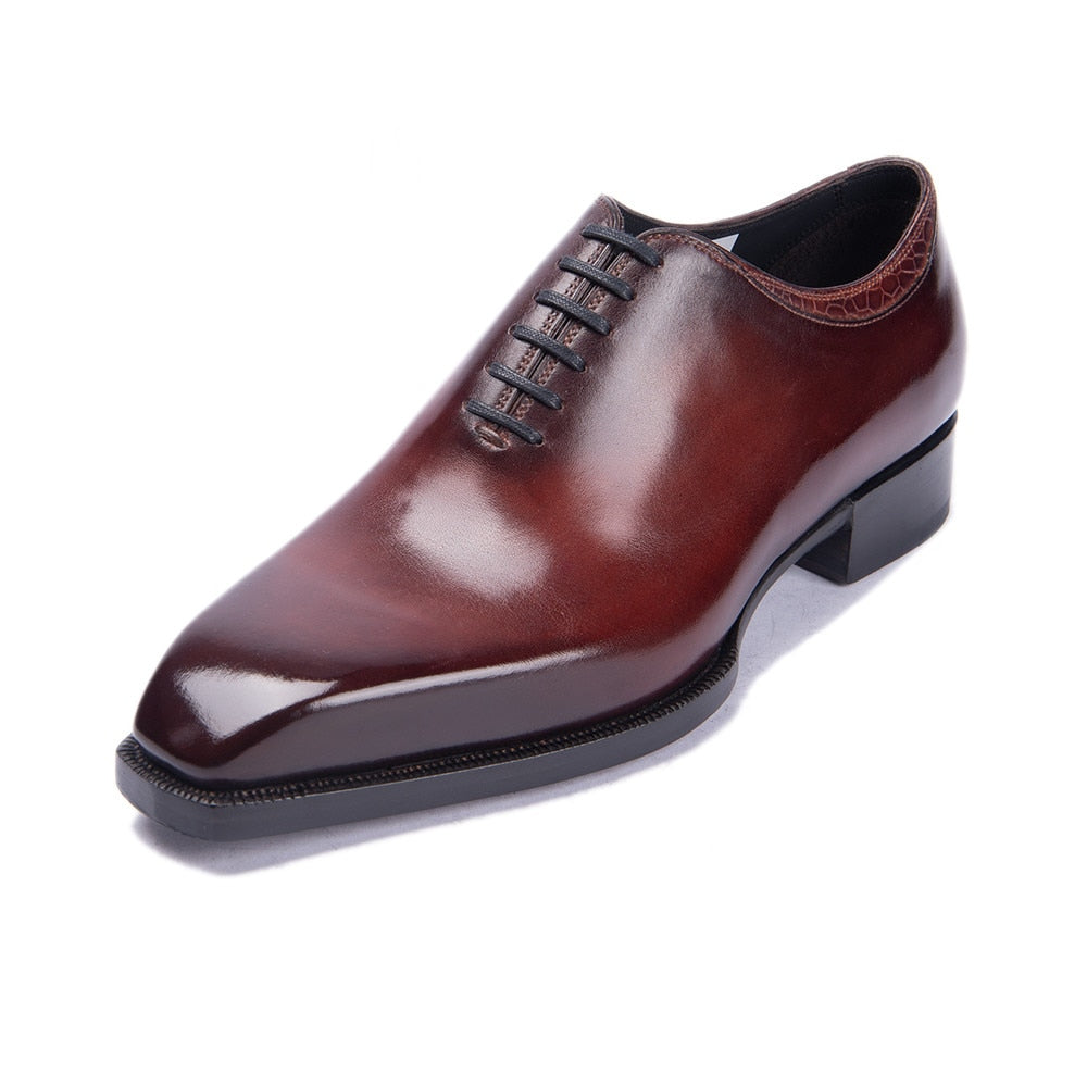 Men's Genuine Leather Shoes Italian luxury Handmade One Piece Custom Oxford Style Dress Shoes for Men Wedding Plus Size 38-48