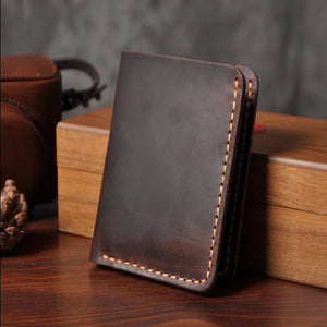 Genuine Leather Vintage Stitch Detail Men Wallet