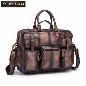 Retro crazy horse leather Men Fashion Handbag Business Briefcase Commercia Document Laptop Case Male Attache Portfolio Bag 3061