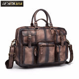 Retro crazy horse leather Men Fashion Handbag Business Briefcase Commercia Document Laptop Case Male Attache Portfolio Bag 3061