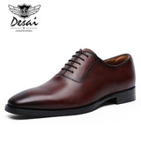 DESAI Full Grain Leather Shoes Men's Business Dress Shoes Calf Waxed Leather Handmade Formal Men Shoes Oxfords EUR Size 44-47