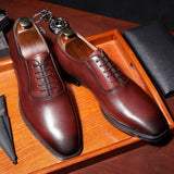 DESAI Full Grain Leather Shoes Men's Business Dress Shoes Calf Waxed Leather Handmade Formal Men Shoes Oxfords EUR Size 44-47