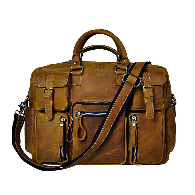 Retro crazy horse leather Men Fashion Handbag Business Briefcase Commercia Document Laptop Case Male Attache Portfolio Bag 3061