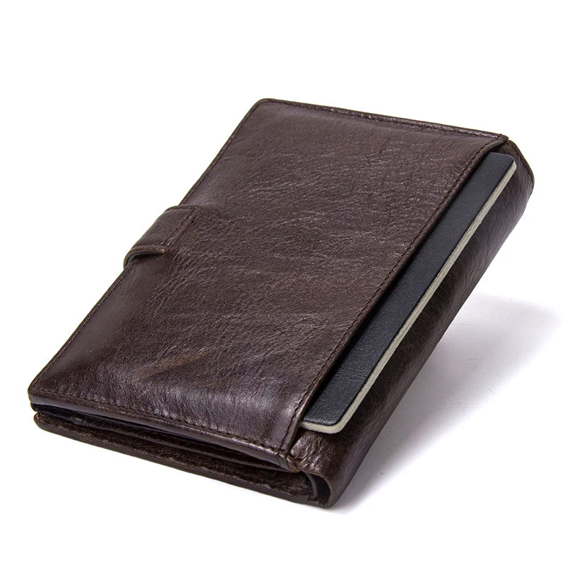 Quality Compact Genuine Leather Men  Wallet Hasp Design
