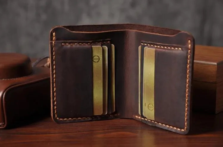 Genuine Leather Vintage Stitch Detail Men Wallet
