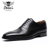 DESAI Full Grain Leather Shoes Men's Business Dress Shoes Calf Waxed Leather Handmade Formal Men Shoes Oxfords EUR Size 44-47