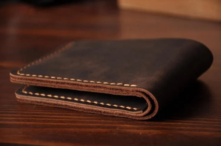 Genuine Leather Vintage Stitch Detail Men Wallet