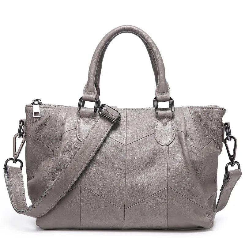 Women's Genuine Leather Handbags Large Casual Totes Luxury Brand Design Purses Lady Shoulder Crossbody Bags Solid Color Hand Bag