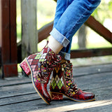 Genuine Leather Mixed Colors Ankle Boots