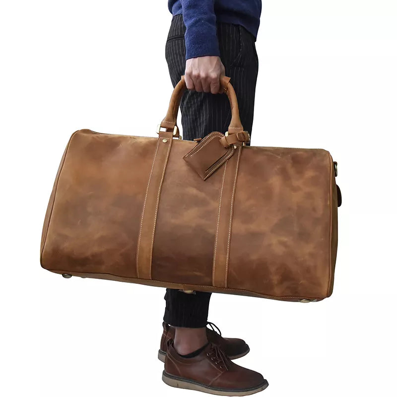 Soft Genuine Leather Travel Duffle Luggage Bag