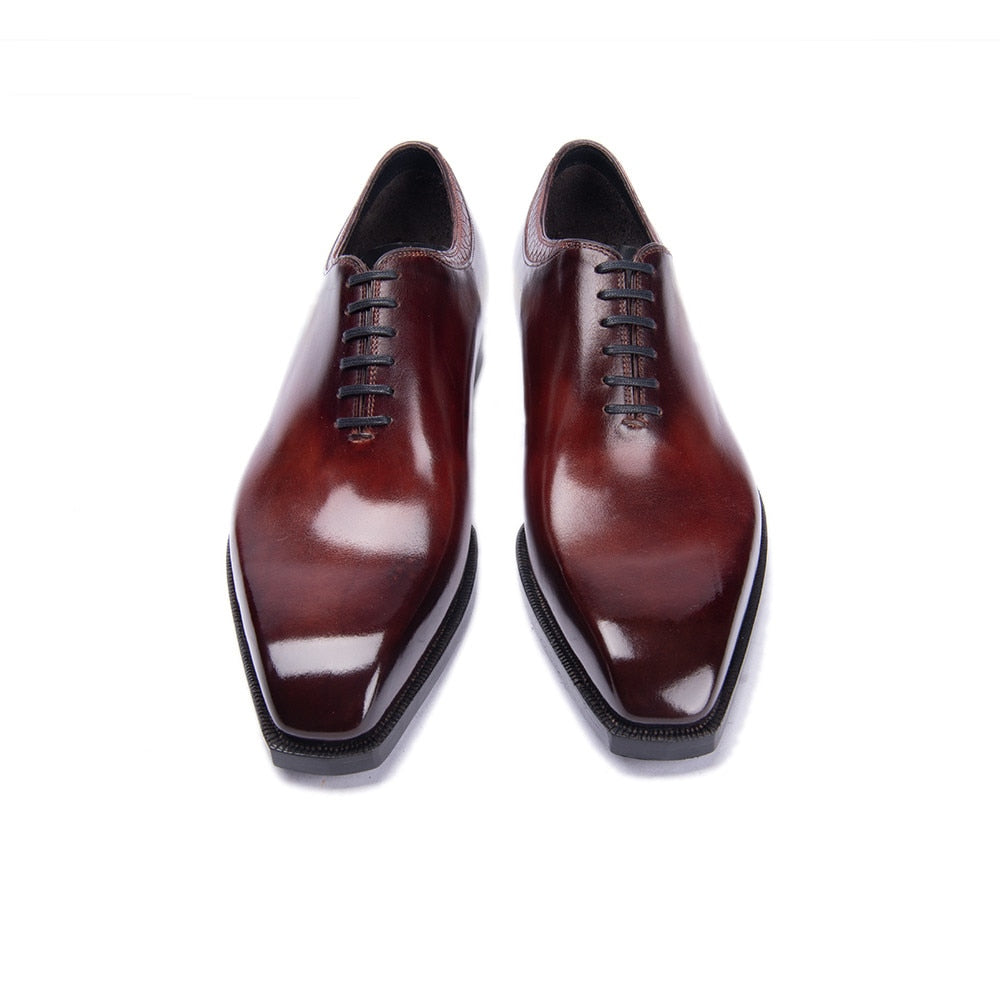 Men's Genuine Leather Shoes Italian luxury Handmade One Piece Custom Oxford Style Dress Shoes for Men Wedding Plus Size 38-48