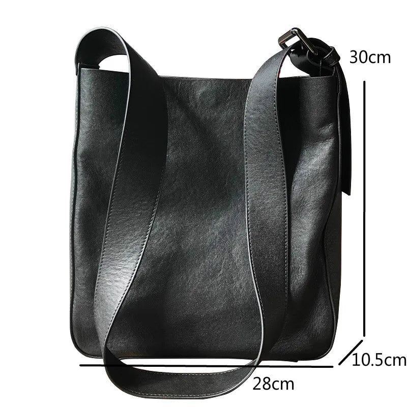 Johnature Leisure Women Big Bag 2022 New Genuine Leather Wide Belt Bucket Bag Soft First Layer Cowhide Versatile Shoulder Bag