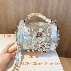 luxury Designer Handbag for women purses and handbag Handmade Beaded Pillow Bag Casual silver bucket Messenger shoulder Bag