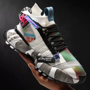 ADBOOV High Fashion Sneakers Men Knit Upper Breathable Men Casual Shoes Chunky Sneakers Trainers