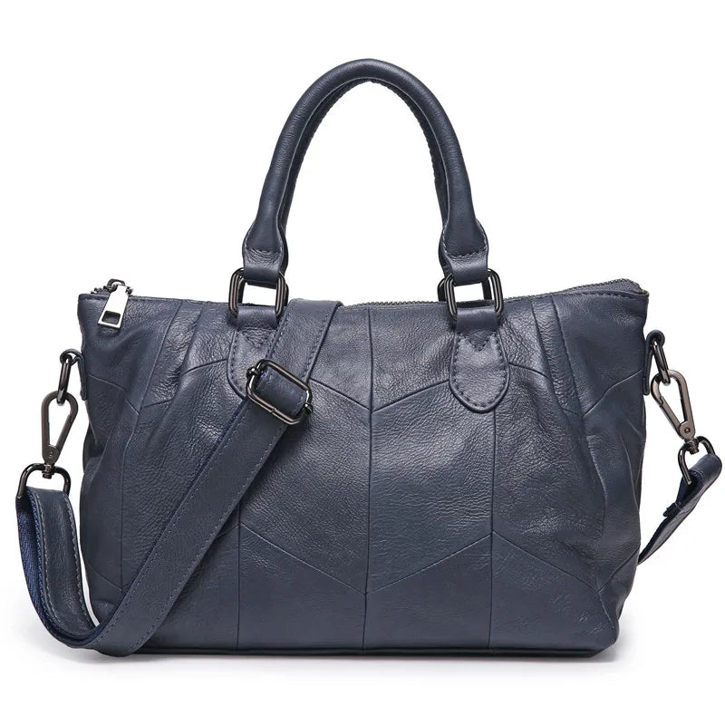 Women's Genuine Leather Handbags Large Casual Totes Luxury Brand Design Purses Lady Shoulder Crossbody Bags Solid Color Hand Bag