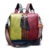 High Fashion Woman Backpack Genuine Leather Patchwork Travelling Bagpack Cow Leather Girls School Backpack Female Daypack
