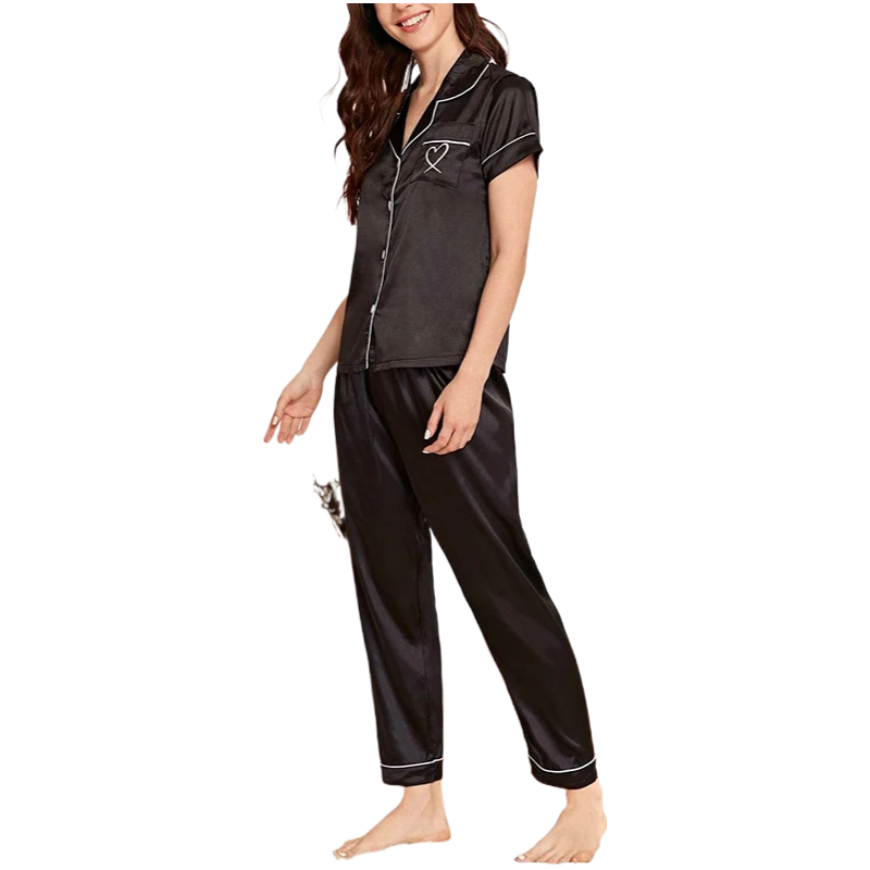 Women‘s Striped Printed Silk Satin Pyjamas