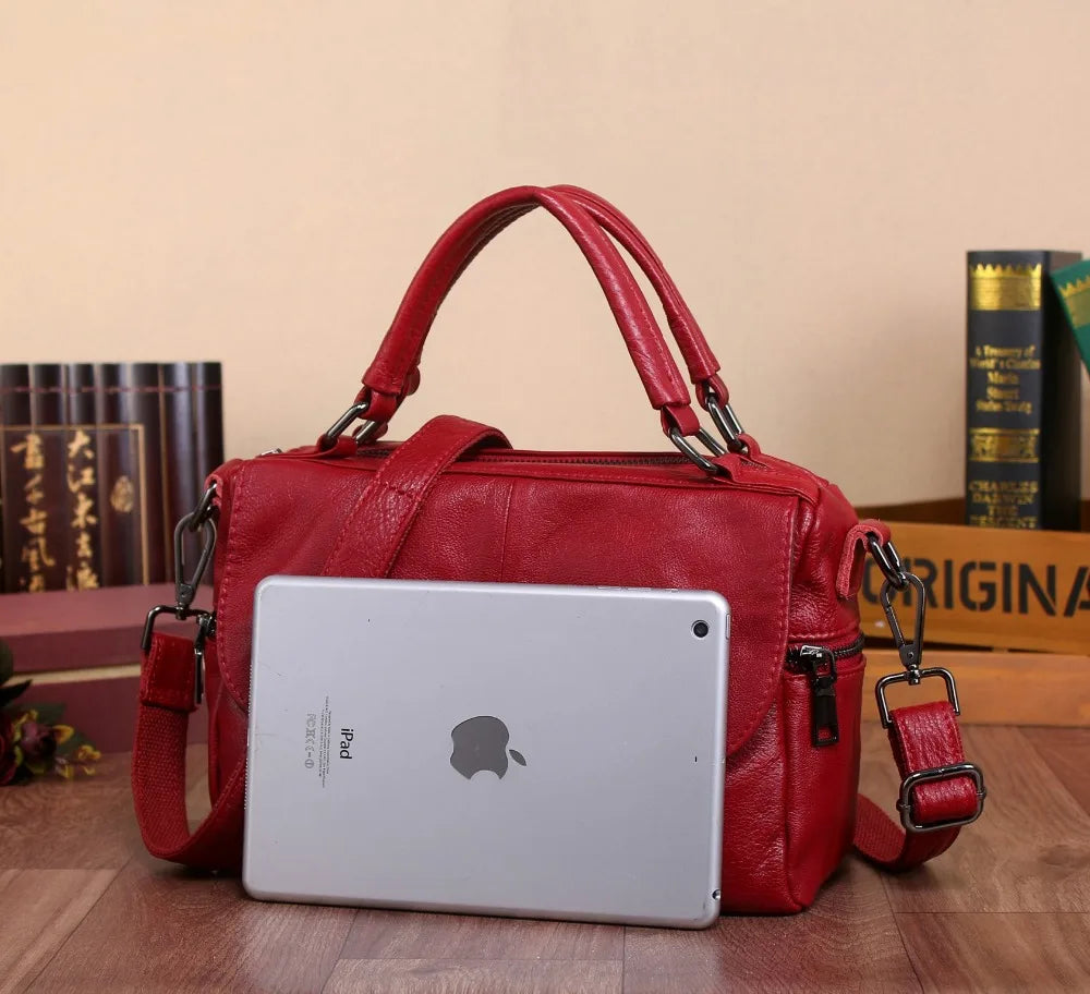 MJ Women Handbags Genuine Leather Female Real Leather Shoulder Bags Versatile Solid Large Capacity Ladies Tote Crossbody Bag