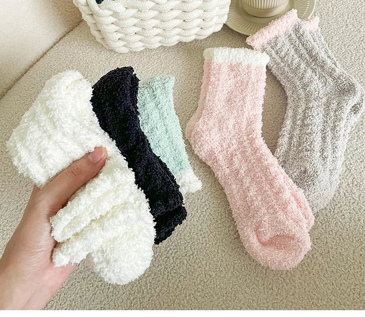 Women Winter Warm Fleece Socks 5 Pairs