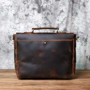 Retro Leather Men's Handbag Top Layer Leather Horizontal Computer Bag Crazy Horse Leather Men Casual Shoulder Messenger Bag NZPJ