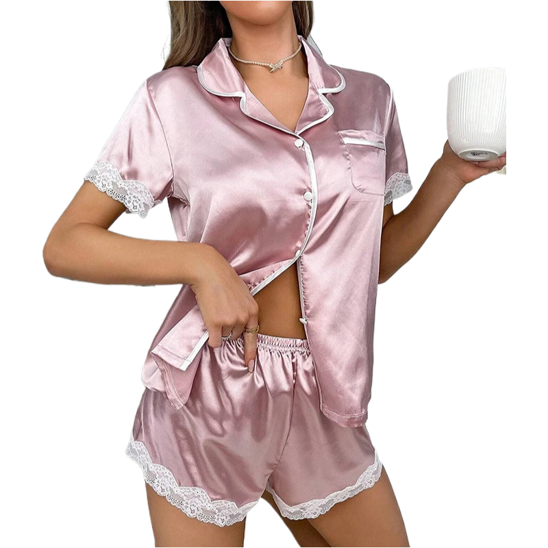 Women‘s Striped Printed Silk Satin Pyjamas