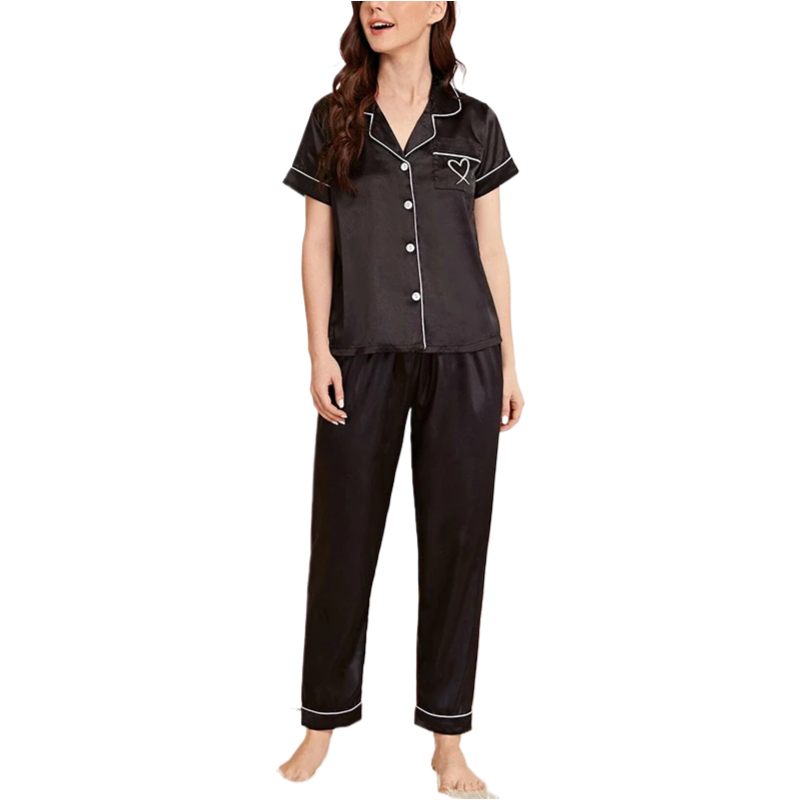 Women‘s Striped Printed Silk Satin Pyjamas