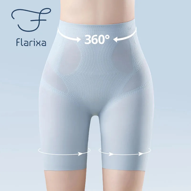 Flarixa Ultra Thin Seamless Boxers Shorts Women Ice Silk Safety Shorts High Waist Flat Belly Reducing Panties Slimming Underwear