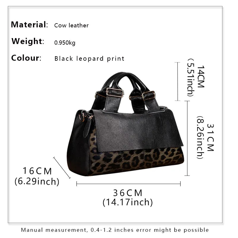 new leather large-capacity bag women's bag western-style leopard-print handbag mother's soft leather bag large-capacity