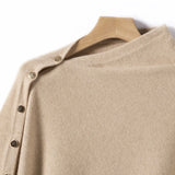 100% Nature Cashmere Knitted Button Poncho Soft Warm Pure Cashmere