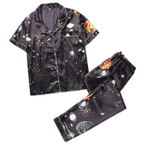 Women‘s Striped Printed Silk Satin Pyjamas