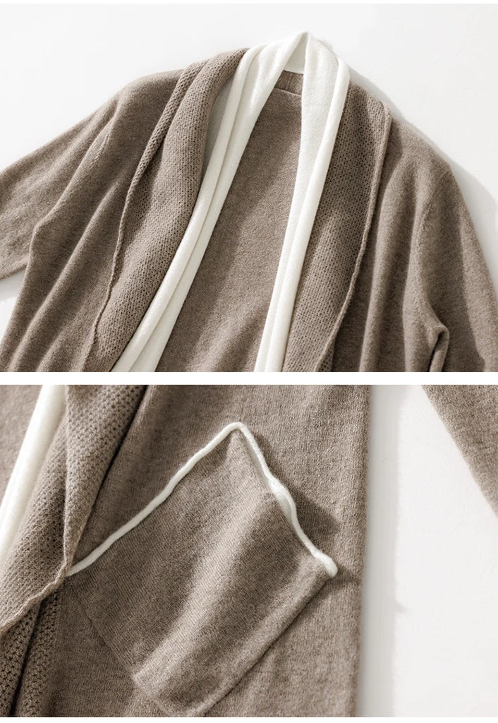 Cashmere Scarf Collar Cardigan Loose Knitted Robe