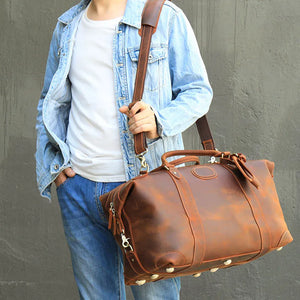 Large Genuine Leather Men Travel Bag