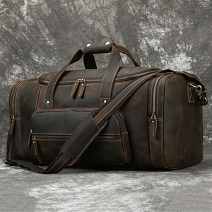 Men's Genuine Leather Large Capacity Duffle Bag