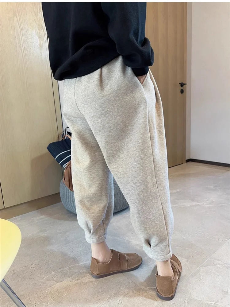 Fleece Sweatpants for Women Fall Winter 2023 New Fashion High Waisted Baggy Casual Trousers Ladies Chic Solid Y2k Pants